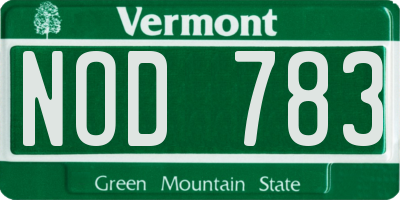 VT license plate NOD783