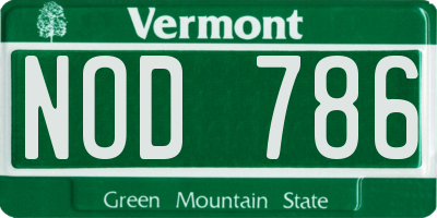 VT license plate NOD786