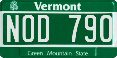 VT license plate NOD790