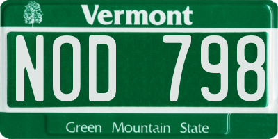 VT license plate NOD798