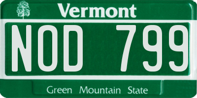 VT license plate NOD799