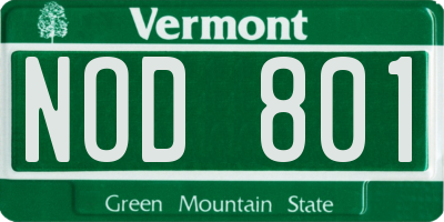 VT license plate NOD801