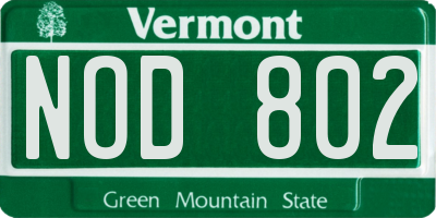 VT license plate NOD802