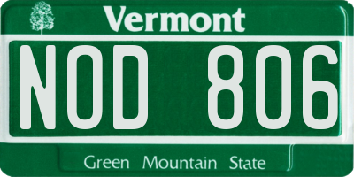 VT license plate NOD806