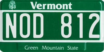 VT license plate NOD812