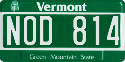 VT license plate NOD814
