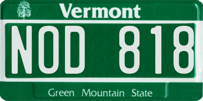 VT license plate NOD818