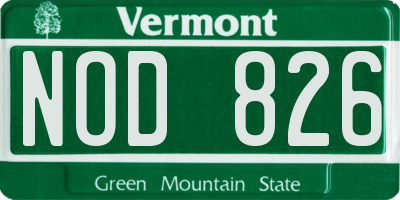 VT license plate NOD826