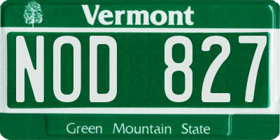 VT license plate NOD827