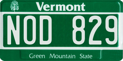 VT license plate NOD829