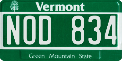 VT license plate NOD834