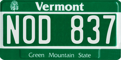 VT license plate NOD837