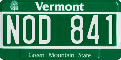 VT license plate NOD841