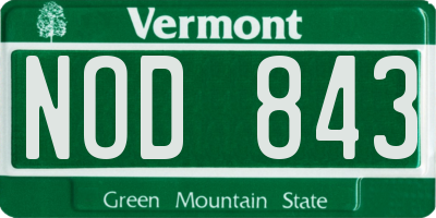 VT license plate NOD843