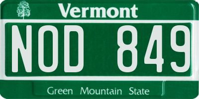 VT license plate NOD849