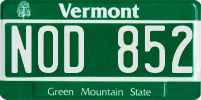 VT license plate NOD852