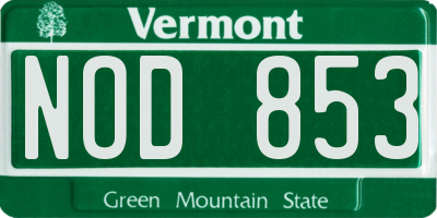 VT license plate NOD853