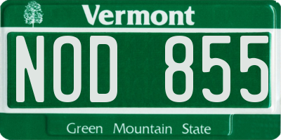 VT license plate NOD855
