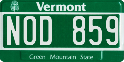 VT license plate NOD859