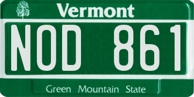 VT license plate NOD861