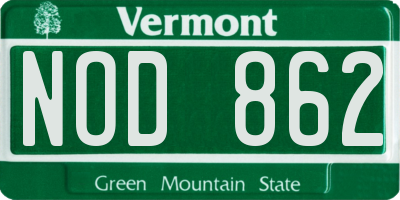 VT license plate NOD862