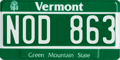 VT license plate NOD863