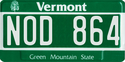 VT license plate NOD864