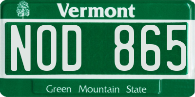 VT license plate NOD865