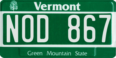 VT license plate NOD867
