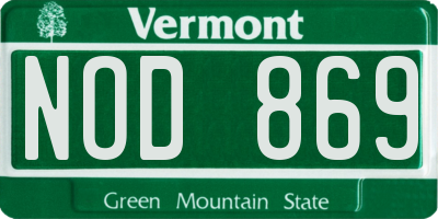 VT license plate NOD869