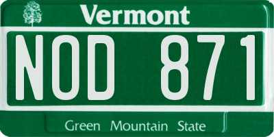 VT license plate NOD871