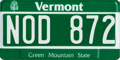 VT license plate NOD872