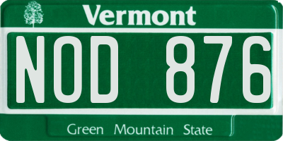 VT license plate NOD876