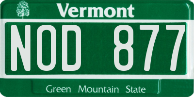 VT license plate NOD877