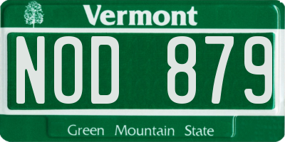 VT license plate NOD879