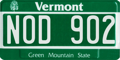 VT license plate NOD902