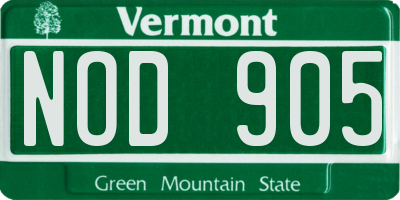 VT license plate NOD905