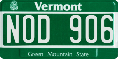 VT license plate NOD906
