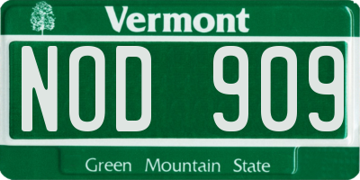 VT license plate NOD909