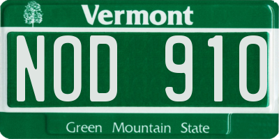 VT license plate NOD910