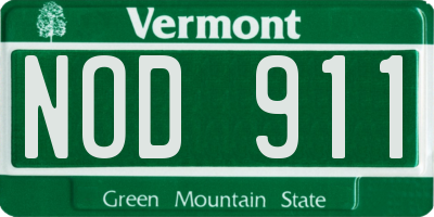 VT license plate NOD911