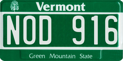 VT license plate NOD916