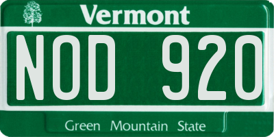 VT license plate NOD920