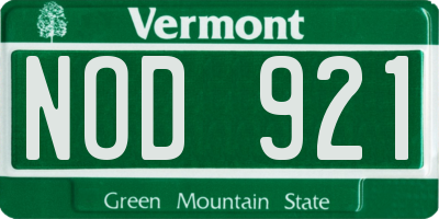 VT license plate NOD921