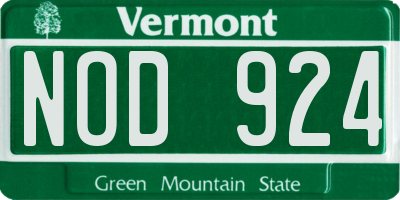 VT license plate NOD924