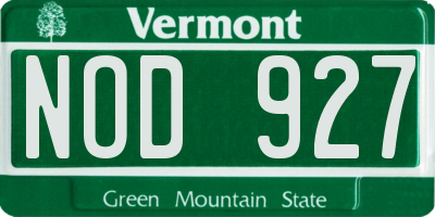 VT license plate NOD927