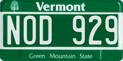 VT license plate NOD929