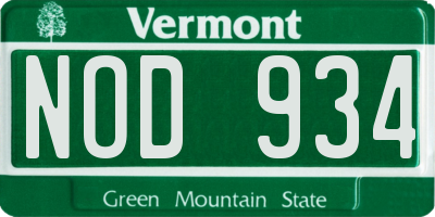 VT license plate NOD934