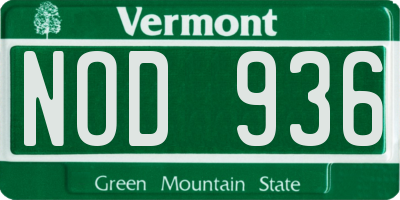 VT license plate NOD936