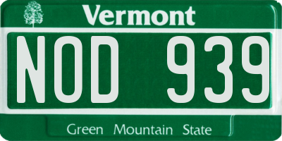 VT license plate NOD939